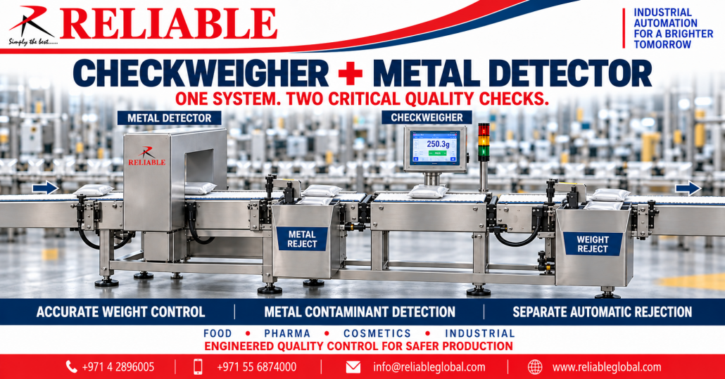 Integrated checkweigher and metal detector system in UAE with separate rejection