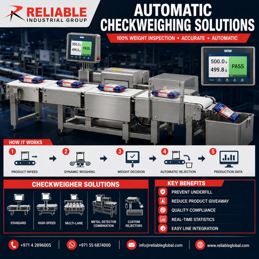 Automatic checkweigher for inline weight inspection in UAE