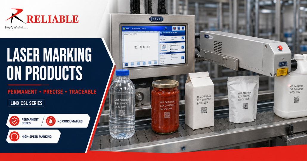 Linx CSL laser marking machine applying permanent codes to products in UAE