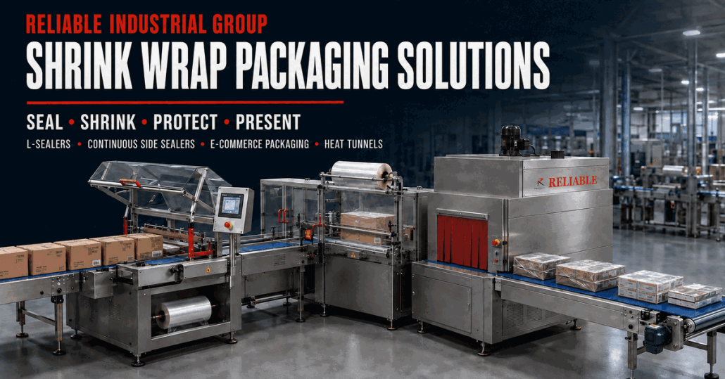 Shrink wrap packaging machines in UAE with L-sealer, continuous side sealer and heat tunnel