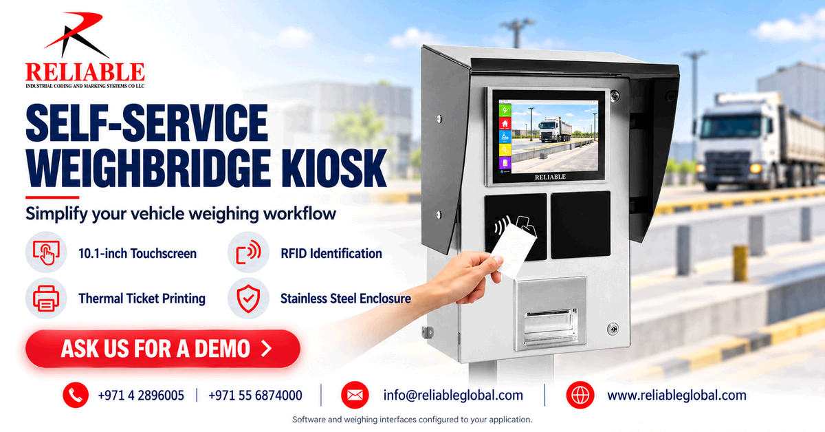 Reliable self-service weighbridge kiosk with touchscreen, RFID reader and ticket printer