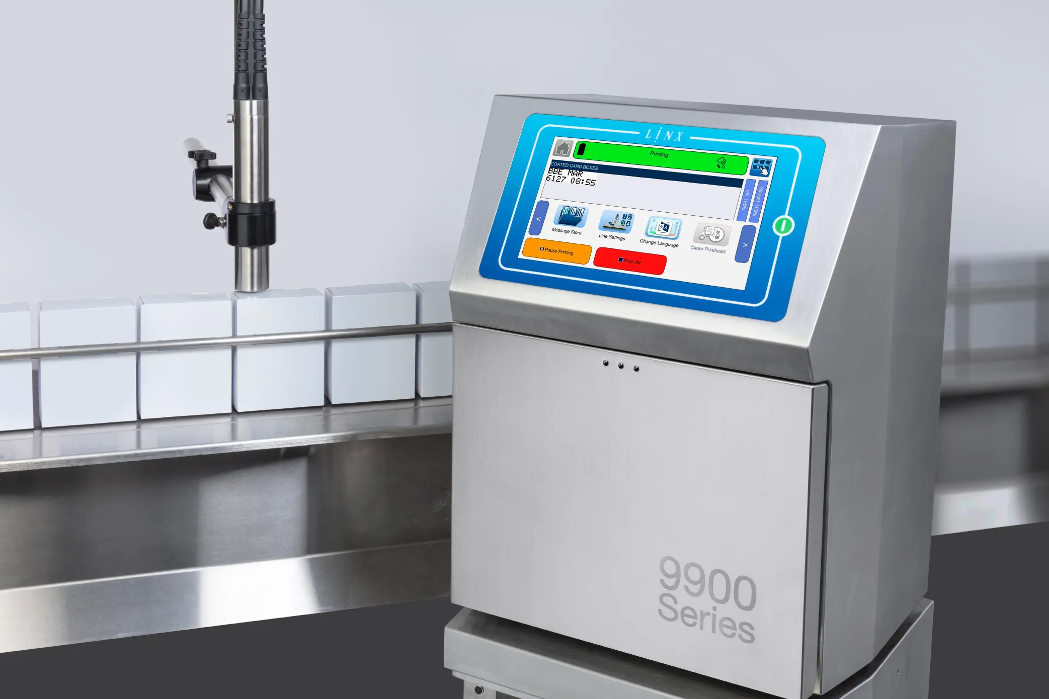 Bottle coding using a Linx continuous inkjet printer